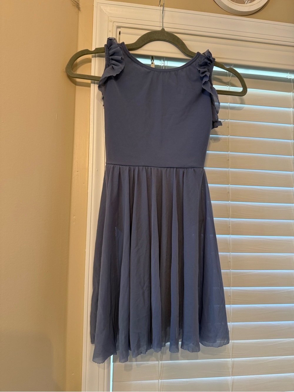 balera Blue Ruffle Sleeve Chiffon Dance Dress